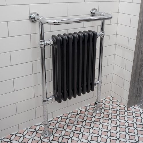Isbourne 940 x 600mm Traditional Bathroom Radiator (13607) Black ...