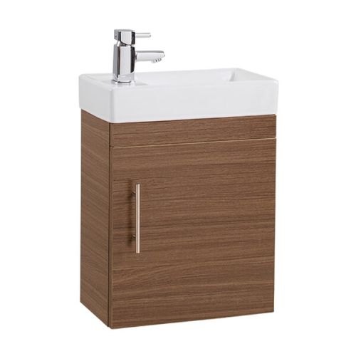 Minuto 400mm Wall Mounted Vanity Unit Basin Walnut 18867 Wood Finish Mdf Baths Minuto 400mm Wall Mounted Vanity Unit, Walnut Cloakroom Vanity Unit