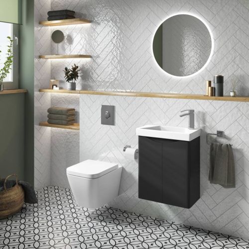 Happi 500mm Wall Mounted Cloakroom, Wall Mounted Vanity Units Bathroom