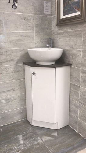 Alpina Floorstanding Corner Vanity Unit Counter Top Bowl White Gloss 18833 Mfc Baths Alpina Floorstanding Corner Vanity Unit, White Gloss Wall Hung Corner Bathroom Cabinet