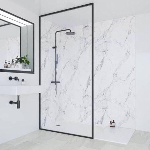 Multipanel Linda Barker Collection Calacatta Marble 1200mm Shower Panel 11748 Bathshack