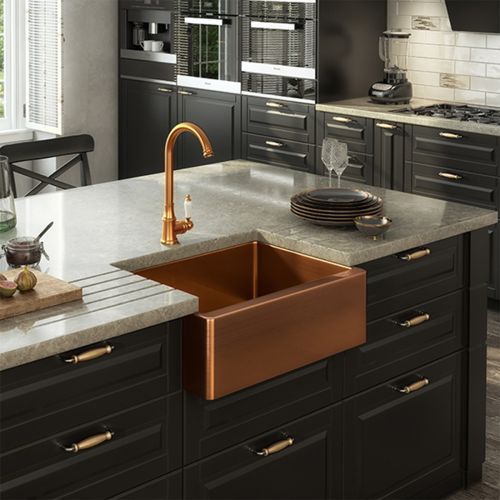 Excel Single Bowl Belfast Style Sink & Waste - Copper Finish (1476 ...