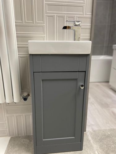 Shelbourne 400mm Traditional Cloakroom Vanity Unit Basin Matt Grey 19504 Mdf Baths Shelbourne 400mm Traditional Cloakroom, Grey Wood Bathroom Vanity Unit