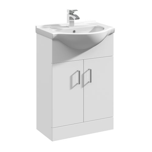 Verona 550mm Floorstanding Vanity Unit & Basin - Gloss White (7936)