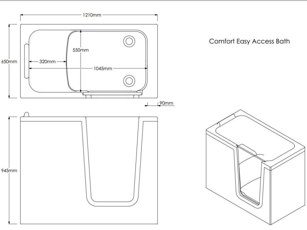 Bathe Easy Comfort Easy Access Deep Bath & Panels Right Hand (1038