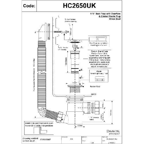McAlpine Bath Waste with Top Access Trap & Overflow (5159) Chrome