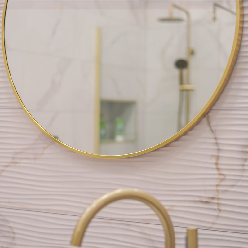 Brushed Brass 800mm x 800mm Plain Round Frame Mirror (13628) Brushed
