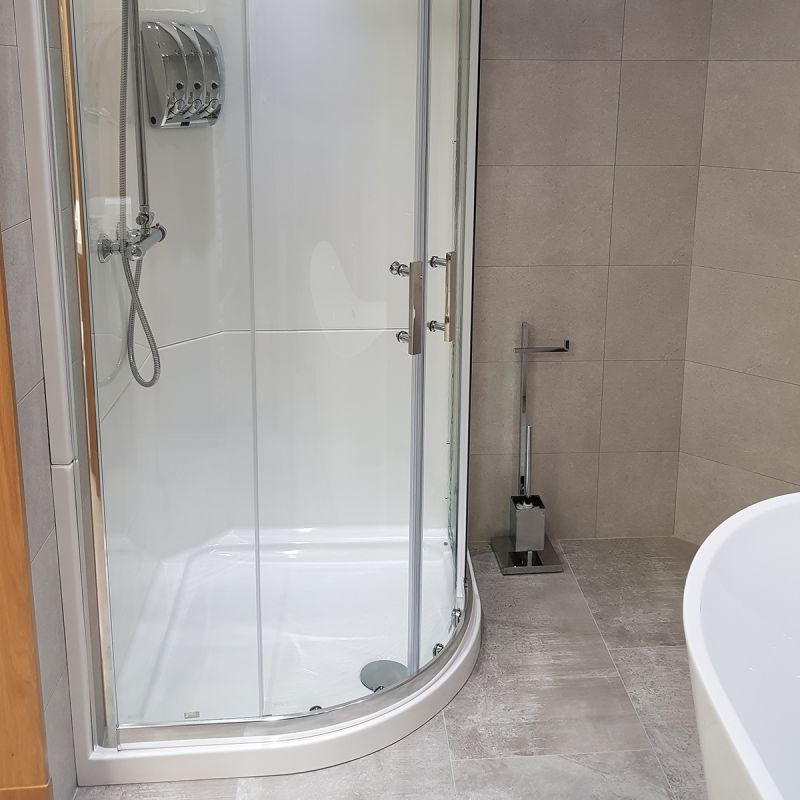 Neptune 900mm Porcelain White Quadrant Leak Free Shower Pod (5239