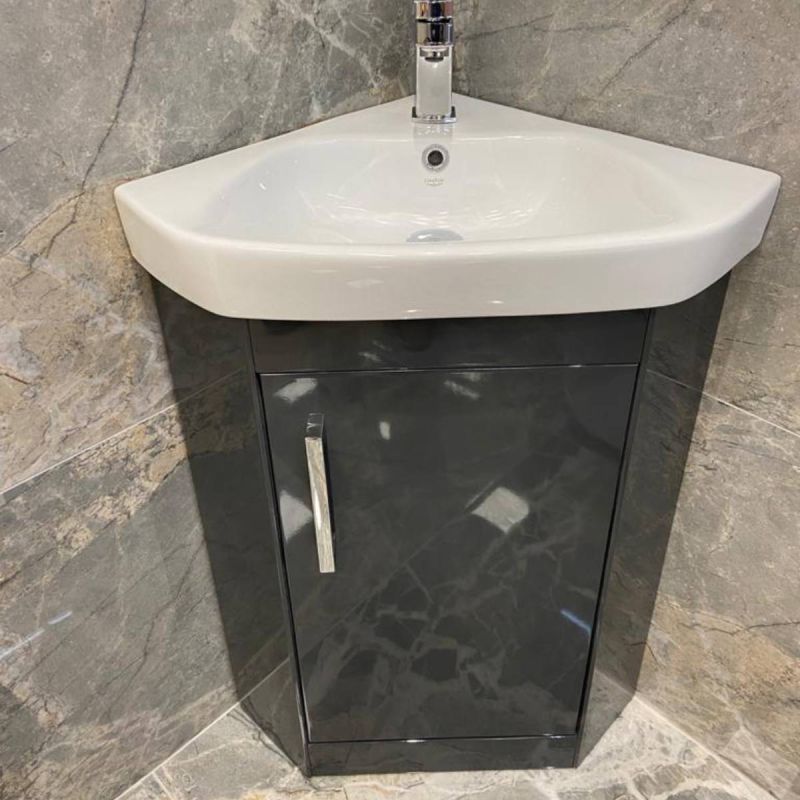 Paris Corner Vanity Unit Basin Gloss Anthracite 20723 Mdf Baths - What Is Another Word For A Bathroom Vanity Unit