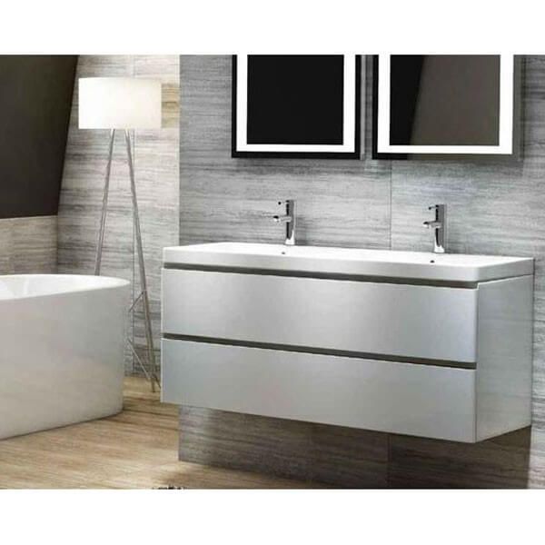 Synergy Linea 1200mm Wall Mounted Vanity Unit Double Basin 10507 White Mdf Baths Synergy Linea 1200mm Wall Mounted, Double Basin Vanity Unit 1200 White