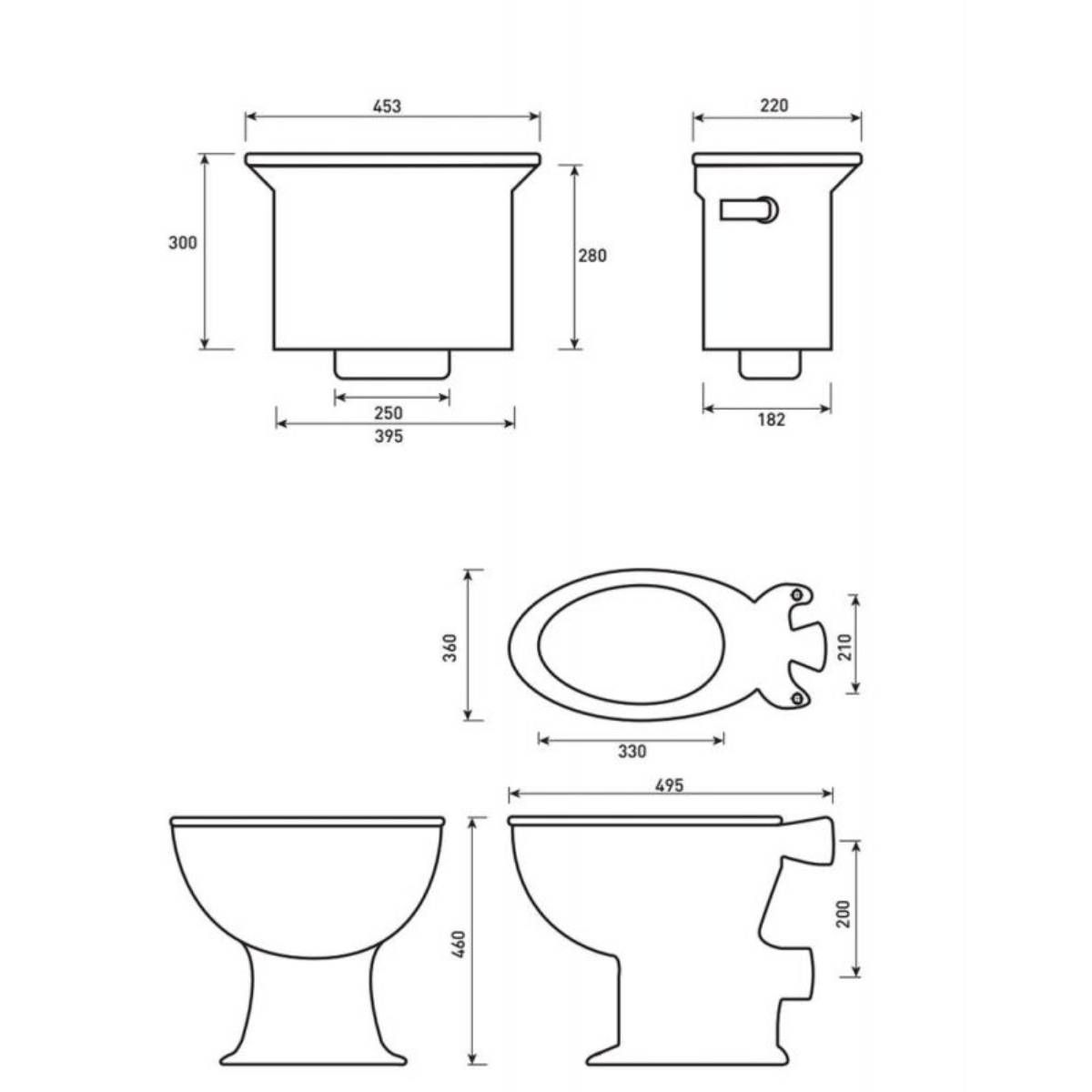 Canterbury Traditional High Level Toilet with White Soft Close Seat ...