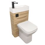 Baltimore 500mm 2-in 1 Square Toilet & Basin Combo Pack- Bardolino Oak/Black (16408)