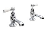 Hudson Reed Topaz With Lever Bath Pillar Taps (Domed Collar)  -  White (BC302DL) - 15281