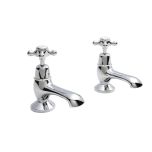 Hudson Reed Topaz with Crosshead Bath Pillar Taps & Domed Collar - White BC302DX (2440)