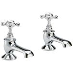 Hudson Reed Topaz with Crosshead Bath Pillar Taps & Hexagonal Collar - White BC302HX (2441)