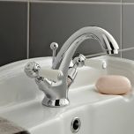 Hudson Reed Topaz with Lever Mono Basin Mixer inc. Waste & Domed Collar - White BC305DL (2462)