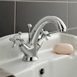 Hudson Reed Topaz With Crosshead Mono Basin Mixer (Domed Collar)  -  White (BC305DX) - 15271