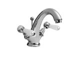 Hudson Reed Topaz with Lever Mono Basin Mixer inc. Waste & Hexagonal Collar - White BC305HL (2463)