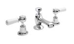Hudson Reed Topaz With Lever 3 Tap Hole Basin Mixer inc. Waste (Domed Collar)  -  White (BC307DL) - 15291