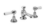 Hudson Reed Topaz with Lever 3 Tap Hole Basin Mixer inc. Waste & Hexagonal Collar - White BC307HL (2467)