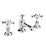 Hudson Reed Topaz With Crosshead 3 Tap Hole Basin Mixer with Hexagonal Collar - White BC307HX (15274)