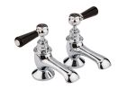 Hudson Reed Topaz with Lever Bath Pillar Taps & Hexagonal Collar - Black BC402HL (2425)