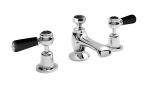 Hudson Reed Topaz with Lever 3 Tap Hole Basin Mixer & Domed Collar - Black BC407DL (2434)