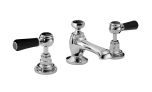 Hudson Reed Topaz With Lever 3 Tap Hole Basin Mixer (Hexagonal Collar)  -  Black (BC407HL) - 15260