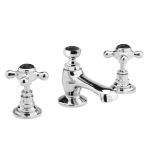 Hudson Reed Topaz With Crosshead 3 Tap Hole Basin Mixer with Hexagonal Collar - Black BC407HX (15242)