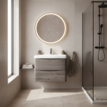 Baltimore 600mm Wall Mounted Vanity Unit & Basin - Graphite Oak (9967)