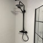 Eliseo Ricci Noir Curve Plus Thermostatic Rain Shower - Black
