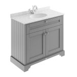 Hudson Reed Old London 1000mm Vanity Unit, Cream Marbletop & 1 Tap Hole Basin - Storm Grey LOF278 (8548)