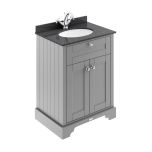 Hudson Reed Old London 600mm Vanity Unit, Black Marbletop & 1 Tap Hole Basin - Storm Grey LOF221 (9892)