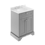 Hudson Reed Old London 600mm Vanity Unit, White Marbletop & 3 Tap Hole Basin - Storm Grey LOF225 (9883)