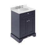 Hudson Reed Old London 600mm Vanity Unit, Grey Marbletop & 3 Tap Hole Basin - Twilight Blue LOF326 (9890)