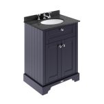 Hudson Reed Old London 600mm Vanity Unit, Black Marbletop & 3 Tap Hole Basin - Twilight Blue LOF324 (9896)