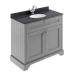 Hudson Reed Old London 1000mm Vanity Unit, Black Marbletop & 1 Tap Hole Basin - Storm Grey LOF276 (8546)