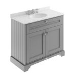 Hudson Reed Old London 1000mm Vanity Unit, Cream Marbletop & 3 Tap Hole Basin - Storm Grey LOF281 (8551)