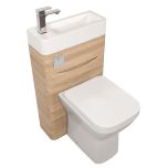 Baltimore 500mm 2-in 1 Square Toilet & Basin Combo Pack- Bardolino Oak/Chrome (16407)