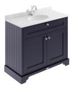 Hudson Reed Old London 1000mm Vanity Unit, Cream Marbletop & 1 Tap Hole Basin - Twilight Blue LOF378 (8556)