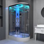 Insignia Premium 1200 x 800mm Quadrant Steam Shower Enclosure with Black Frame PR12L-OBF-CG-S - Left Hand (10235)