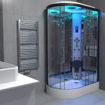 Insignia Premium 1100 x 700mm Quadrant Steam Shower Enclosure with Black Frame - Right Hand (10225)