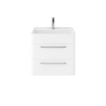 Hudson Reed Solar 600mm Wall Mounted Vanity Unit & Polymarble Basin - Pure White SOL102 (8003)