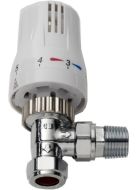 Thermostatic White Radiator Valve Angled and Lockshield (6508)