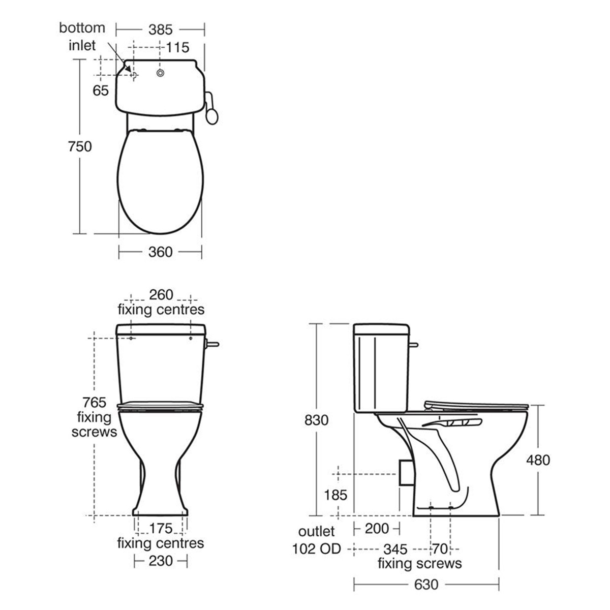Armitage Shanks Sandringham 21 Comfort Height Close Coupled Toilet