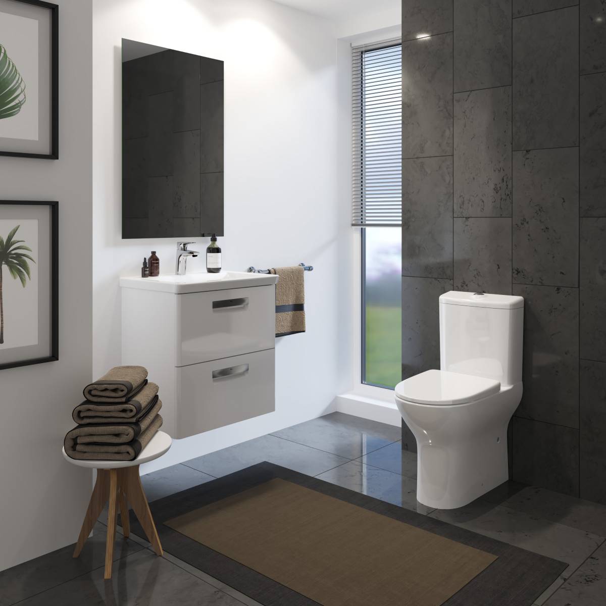 Roca Gap Comfort Height Rimless Close Coupled Toilet & Soft Close Seat