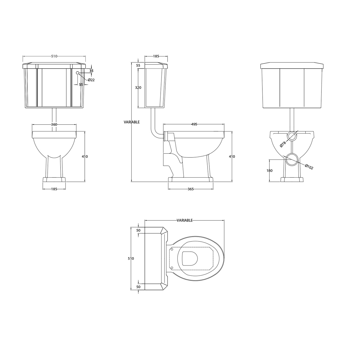 Harrogate Low Level Toilet & Soft Close Seat (15888)