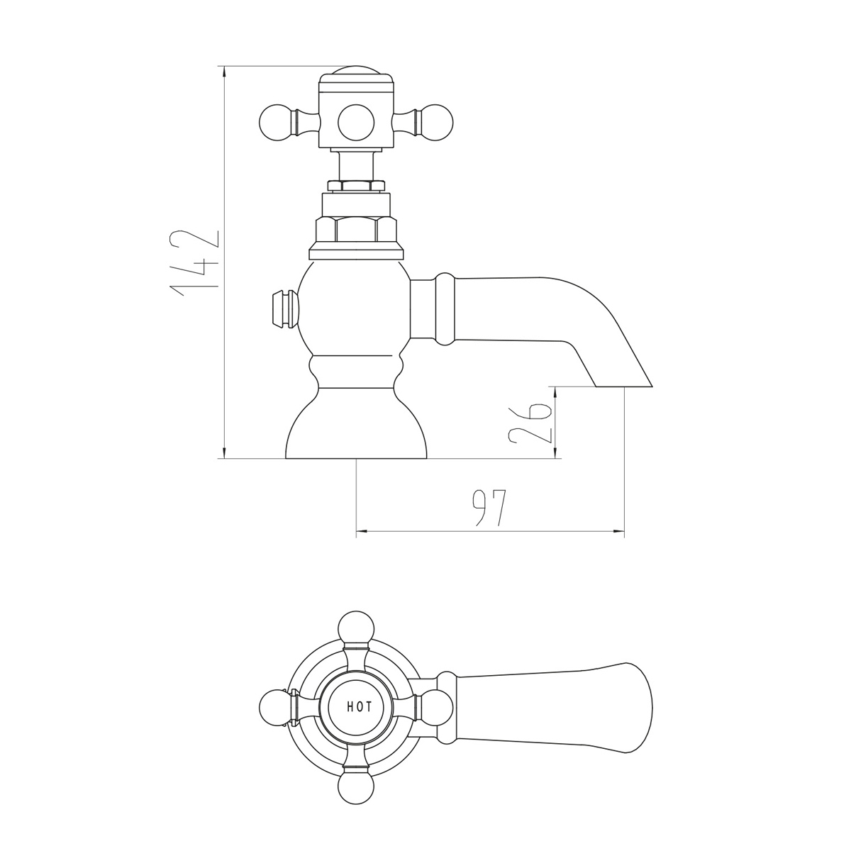Harrogate Brassware Bath Taps Chrome (15965)