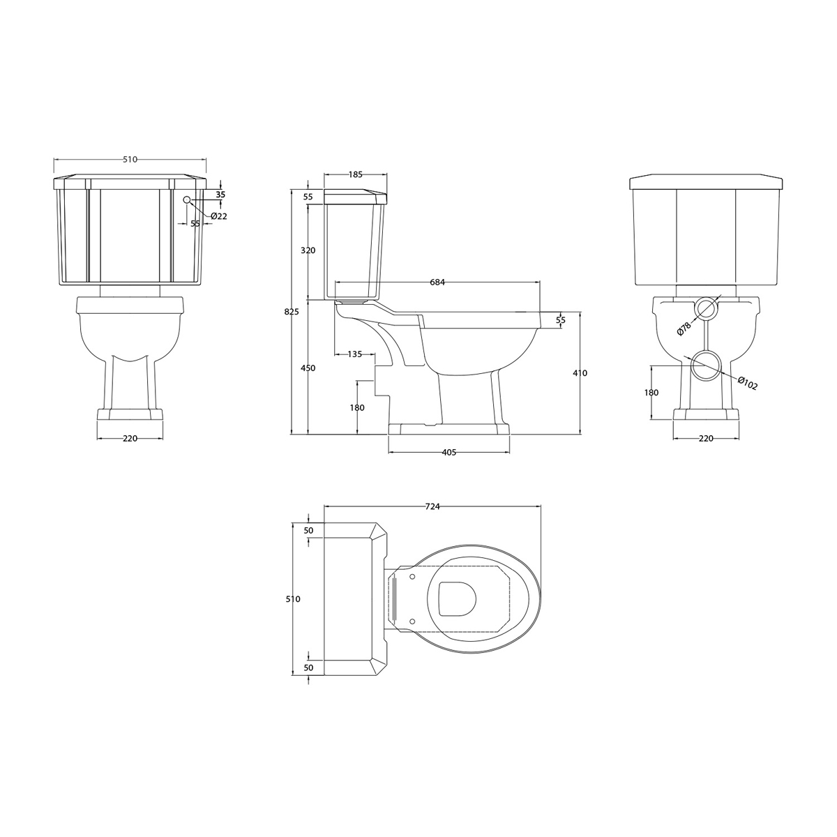 Harrogate Close Coupled Toilet & Soft Close Seat (15887)