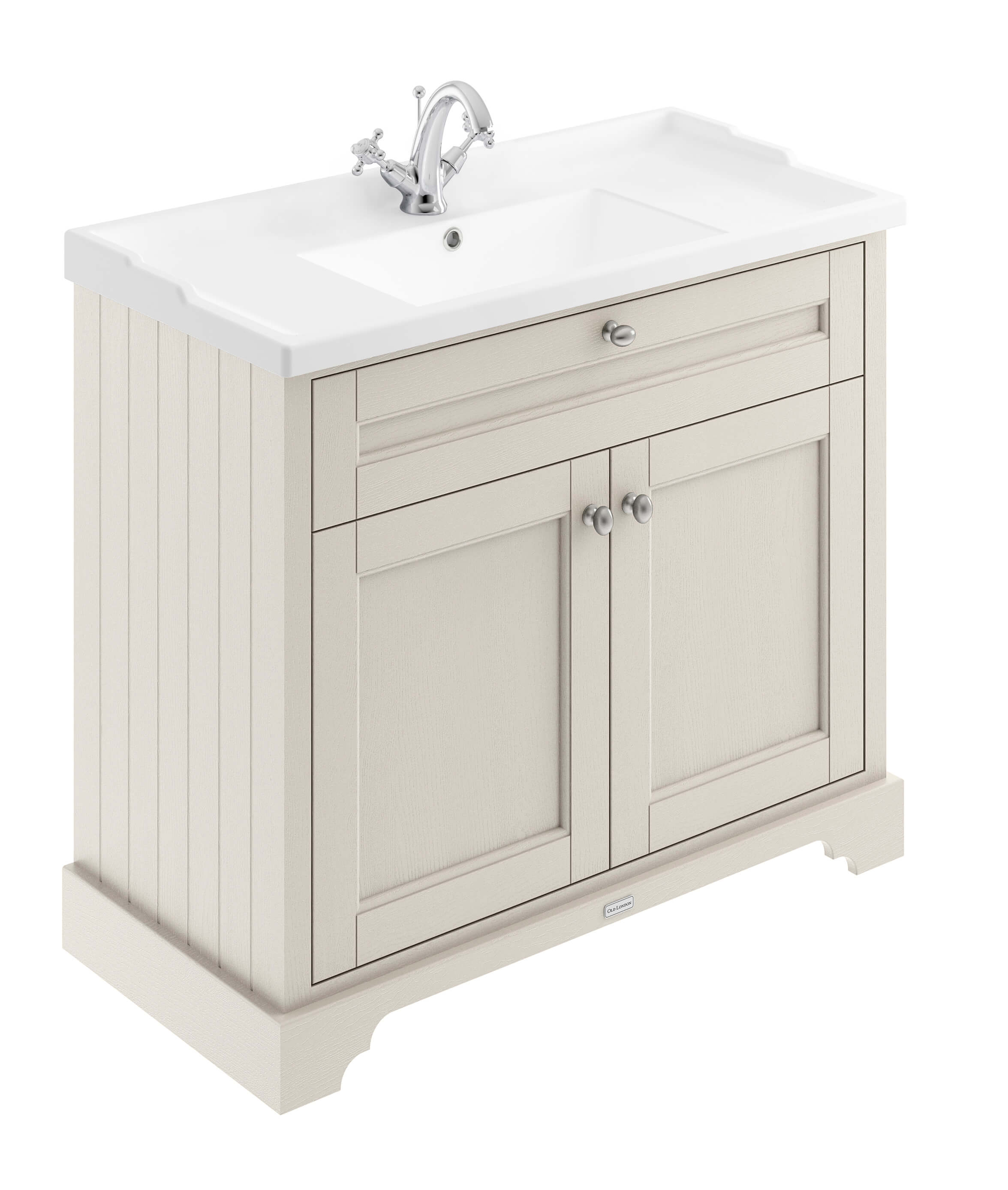 Hudson Reed Old London 1000mm Vanity Unit Ceramic 1 Tap Hole Basin Timeless Sand Lof407 16110 Cream Mdf Bathshack